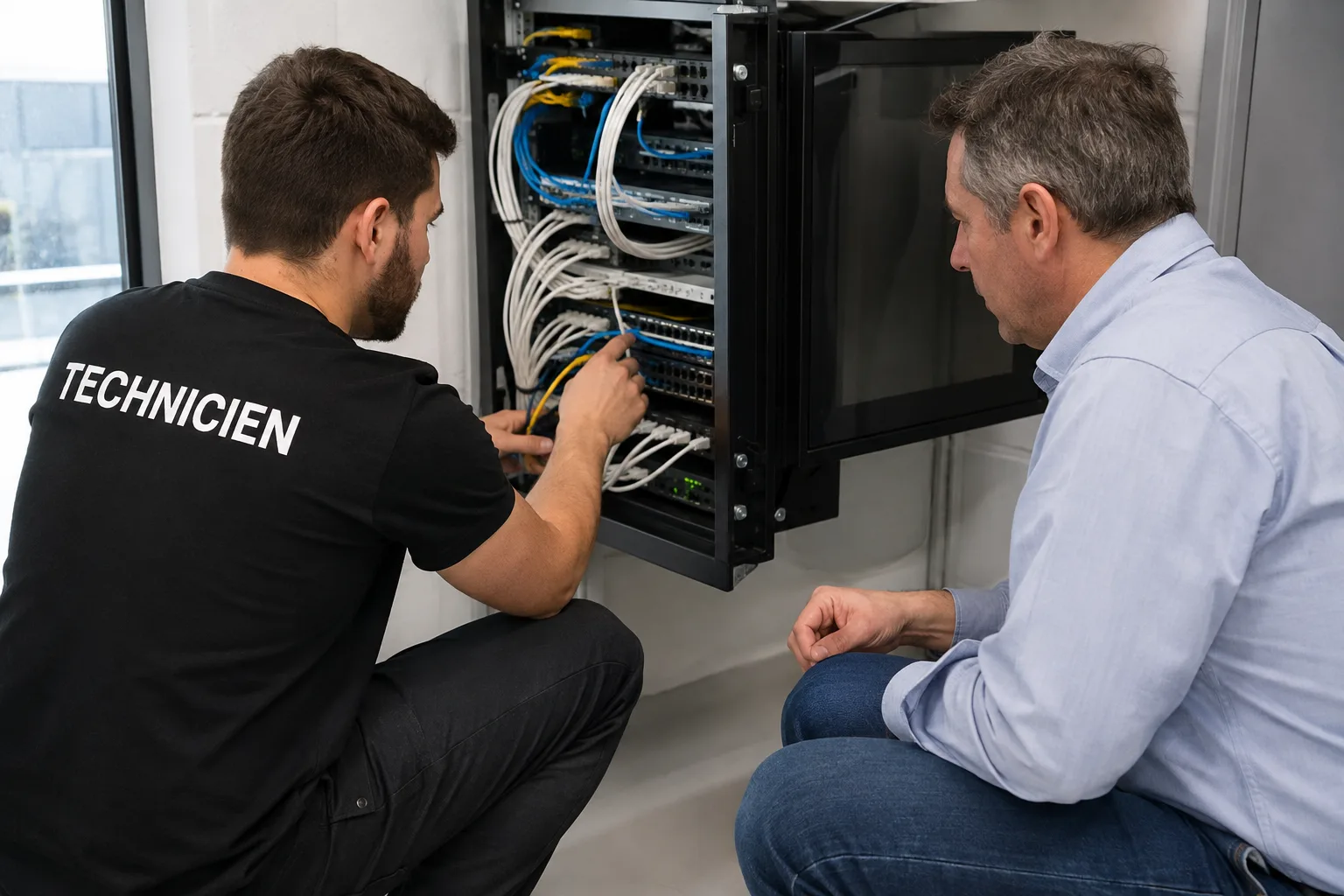 Technician repairing a computer
